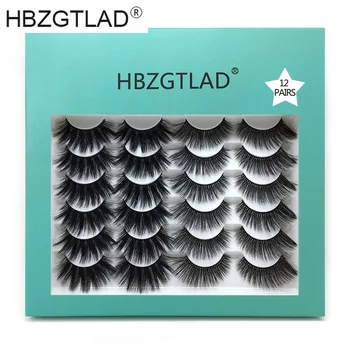 

12pair/1box Lashes Mink eyelashes dramtic False Eyelashes 3D mink lashes Fluffy reusable Crisscross cilios Glamorous for makeup