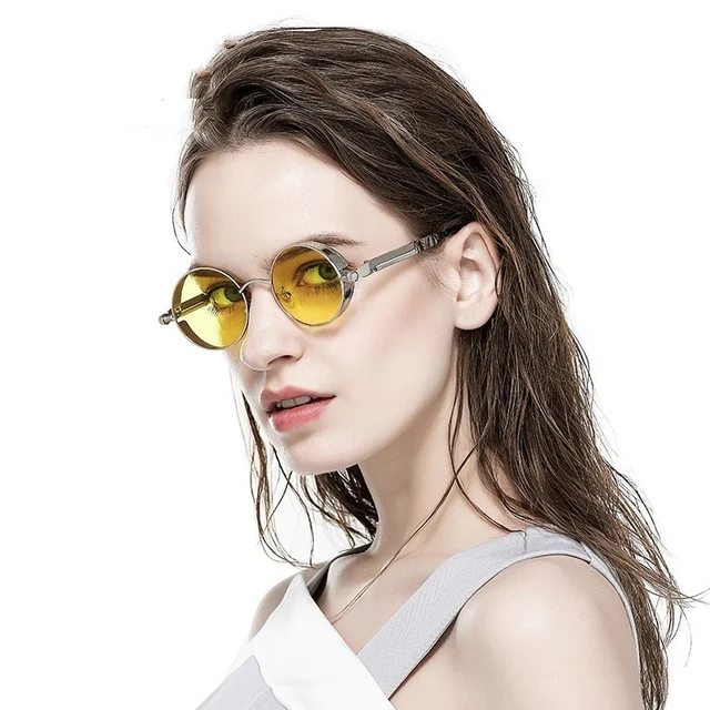Steampunk Round Sunglasses for Men Women Fashion Brand Designer Retro Vintage Sun glasses Quality UV400  6