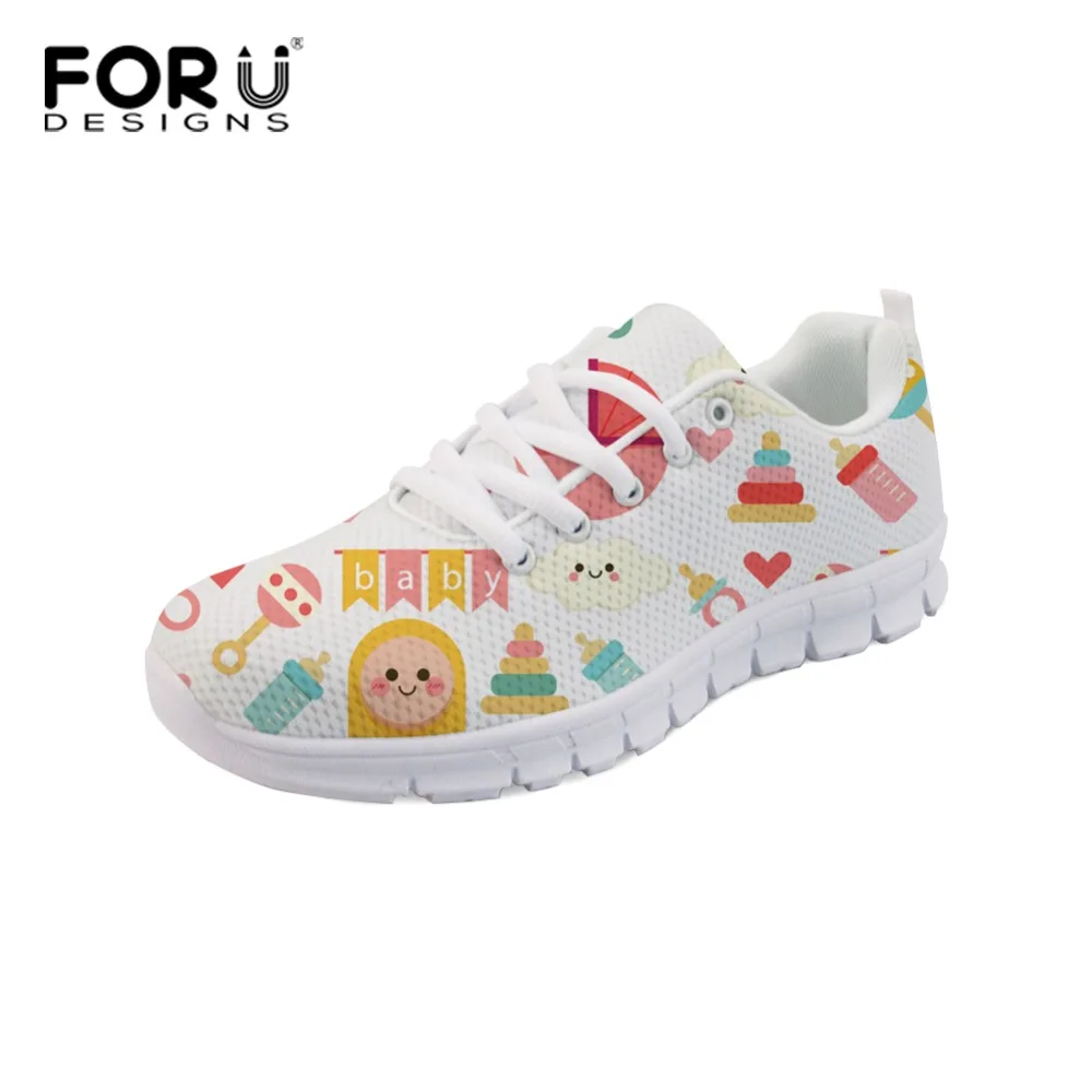  FORUDESIGNS Fashion Flats Shoes Sneakers for Women Cute Baby Printing Casual Comfortable Mesh Shoes