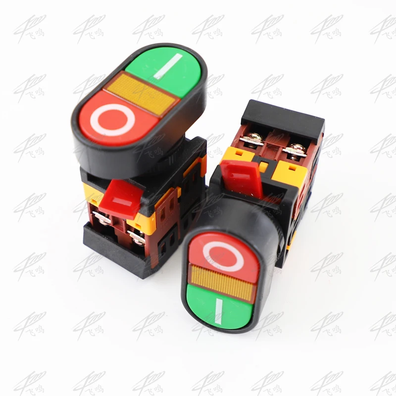APBB22N 220V AC LED Yellow Light ON/OFF START STOP Momentary Push Button Switch 22mm 1 NO NC
