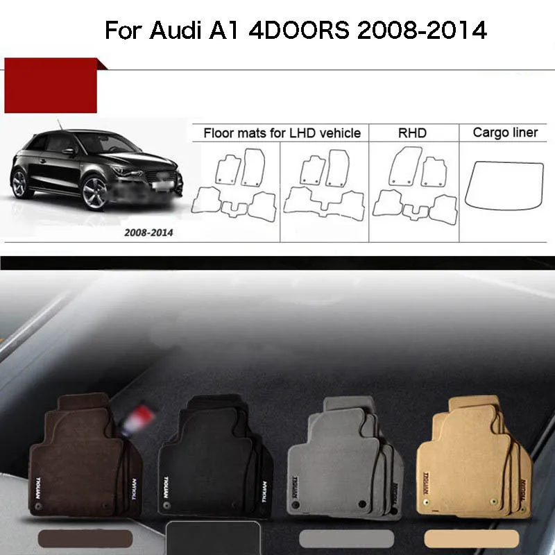 

5pcs 1/2"Thick Solid Nylon Interior Floor Carpet Mats For Audi A1 2008-2014