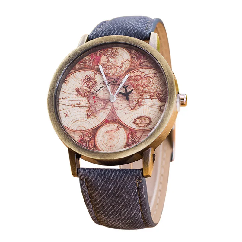 

Unisex Waches Women Clock Watches Fashion Women's World Map Cowboy Band Analog Quartz Wrist Watch relogio mujer 2019 Wholesale