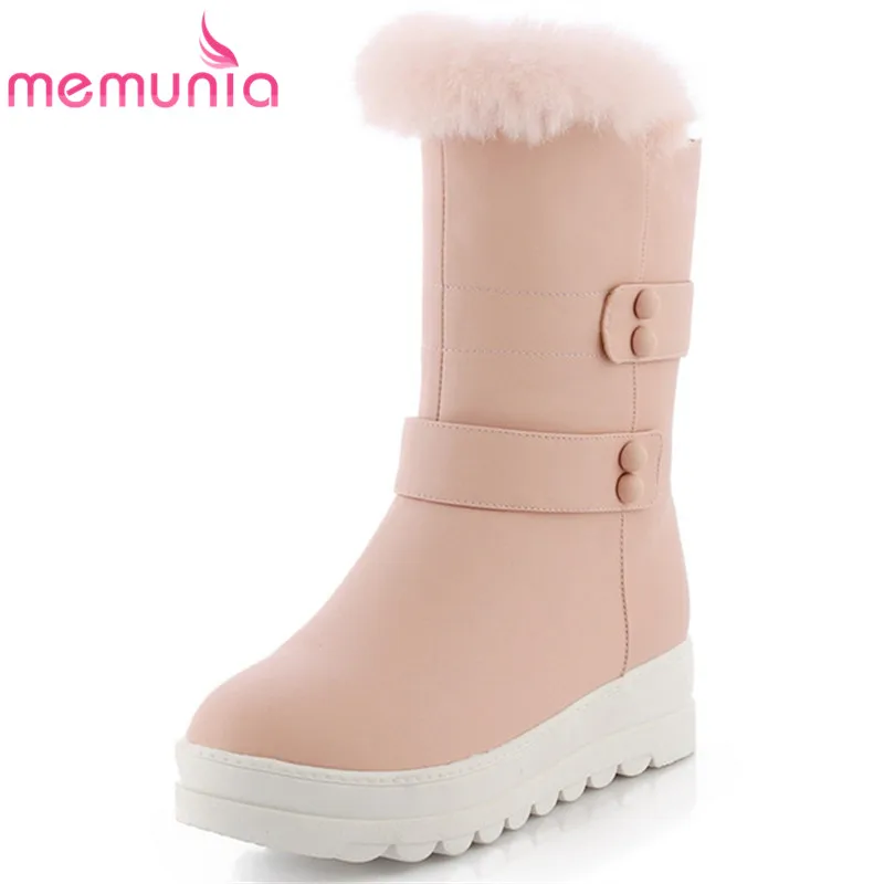 

MEMUNIA 2020 new arrival snow boots women warm round toe ankle boots sweet Waterproof and antiskid boots ladies winter shoes
