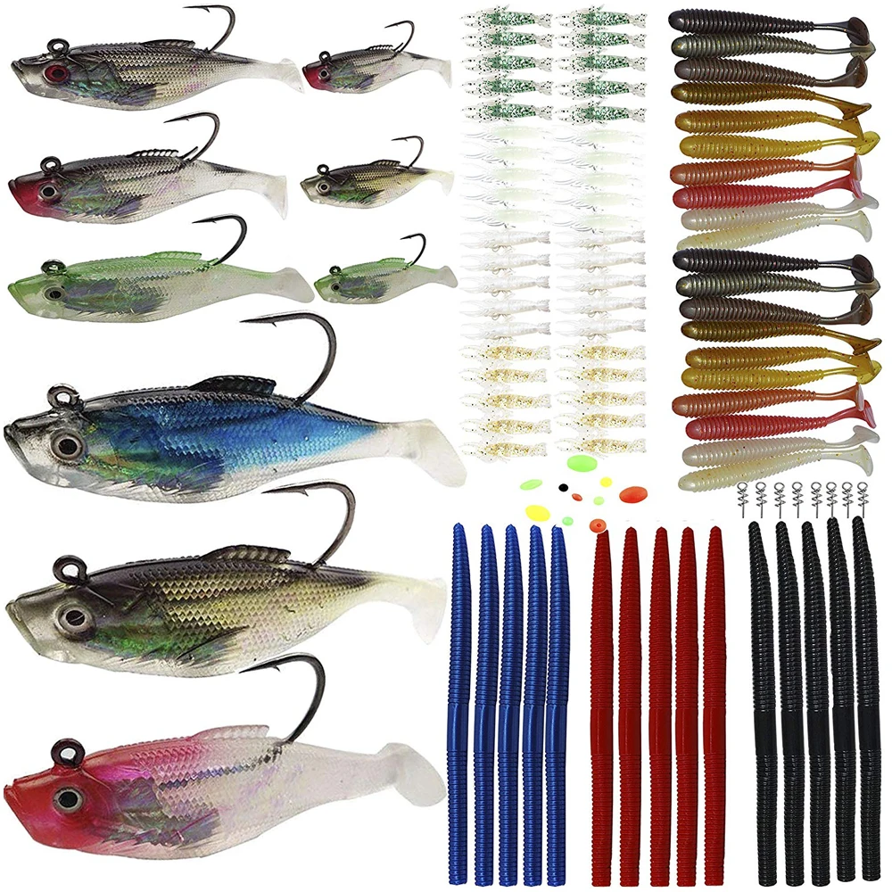 Buy 102Pcs/Set Fishing Lures Kit Soft Baits Tackle