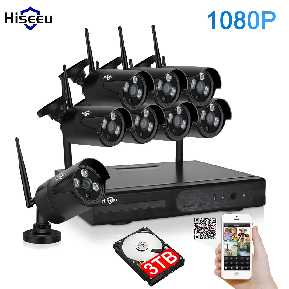 2MP CCTV System 1080P 8ch HD Wireless NVR kit 3TB HDD ...
