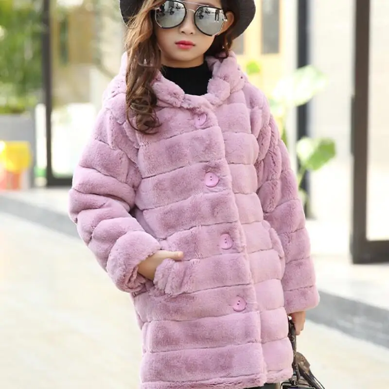 Коллекция года, плотные теплые зимние куртки для детей-подростков, весенние флисовые пальто и куртки с капюшоном и искусственным мехом для девочек, JW2678