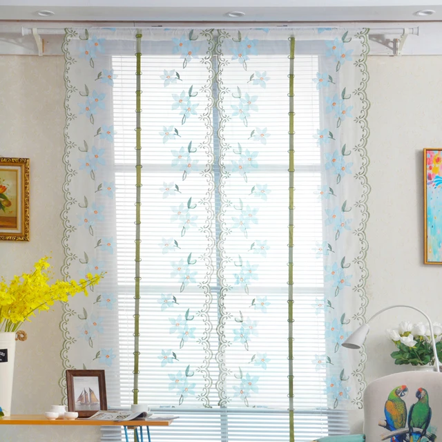 Roman Curtains Tulle Pastoral Floral Peach Blossomvoile Panel For