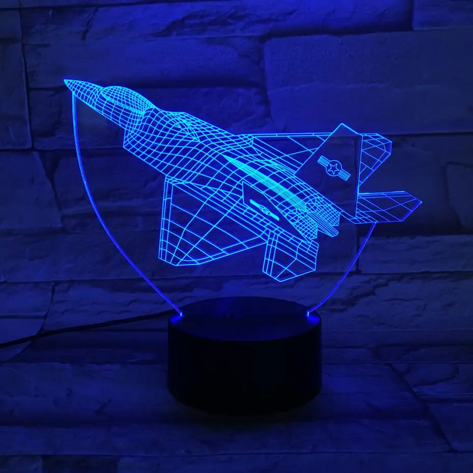 

F-22 Raptor Warcraft Model Usb 3d Led Night Light Illusion Lampara Fighter gece lambas Warplane Plane Table Lamp Bedside