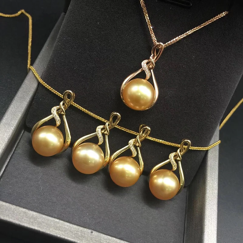 Sinya 18K Gold Real diamond pendant with southsea gold pearl fine necklace choker include au750 gold chains high quality  (1)