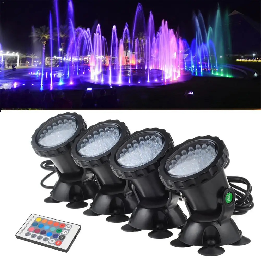 

4pcs/set LED Lighting Spot Lamp RGB Underwater Spot Light 36 LEDs IP68 Waterproof Aquarium Fish Tank Lighting Aquarium Light
