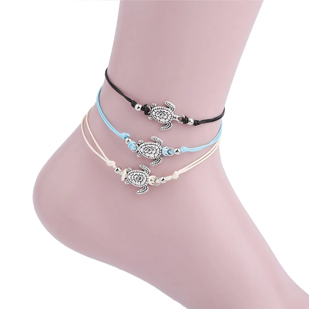 

Michaela Summer Beach Turtle Shaped Charm Rope String Anklets For Women Ankle Bracelet Sandals On the Leg Chain Foot