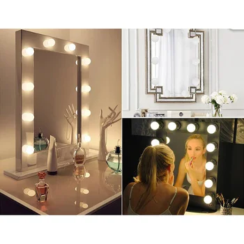 

10 LED Dimmable Mirror Light USB Power Supply 7000K Light Bulb String for Makeup Dressing Table LKS99