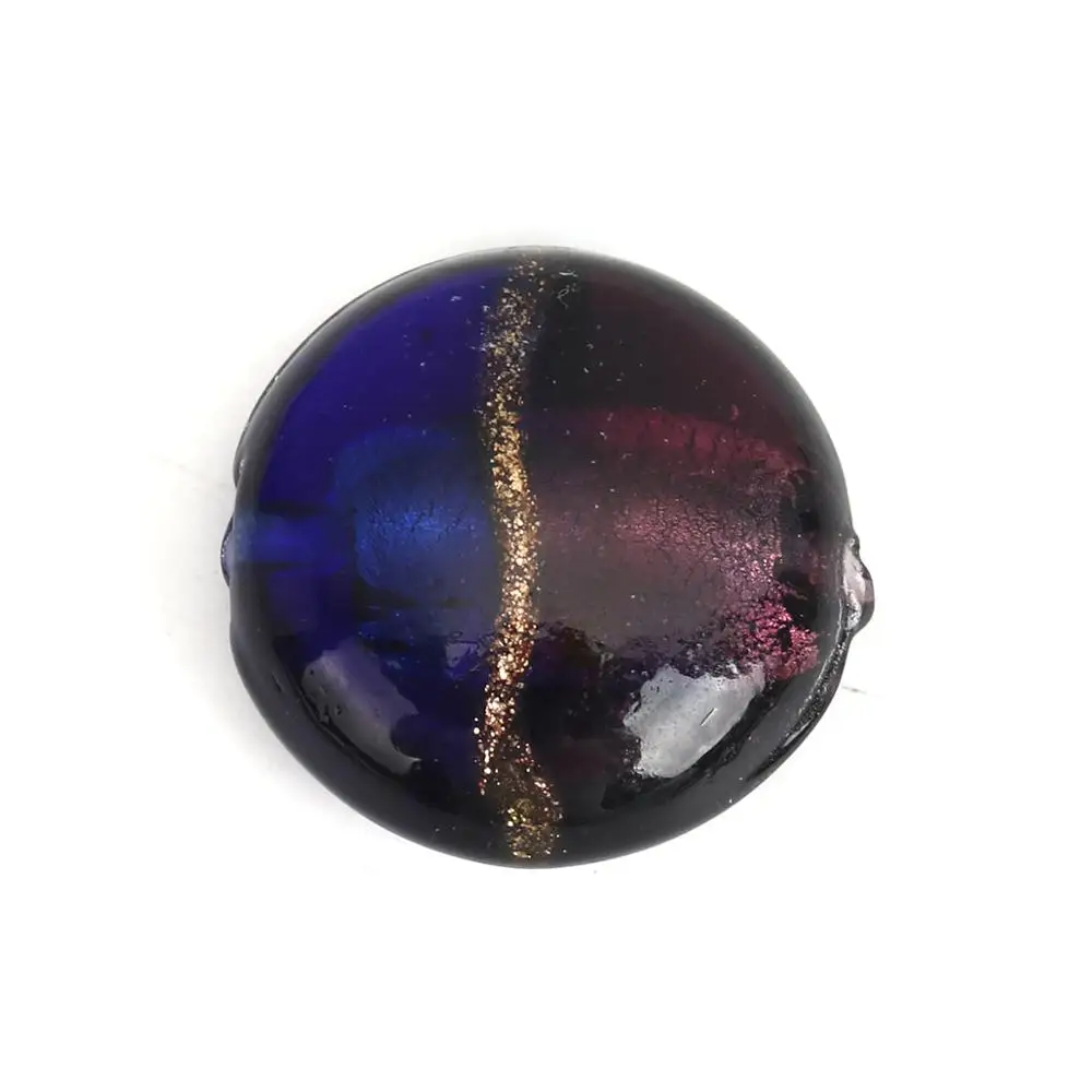 DoreenBeads Glass Beads Flat Round Deep blue Pattern Dyed About 20.0mm( 6/8") Dia Hole: Approx 1.7mm 2 PCs Hot new | Украшения и