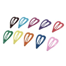 Women Colorful Metal Heart Shaped Bendy Snap Hair Clips Hairpins 10 Pcs
