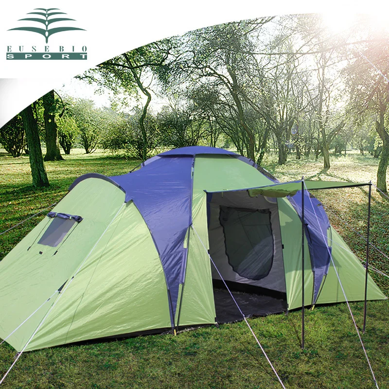 Большие наружные палатки для 6-8 человек, профессиональная большая палатка с двойной спальней и дождем для людей, 1 зал, 2 Спальные комнаты