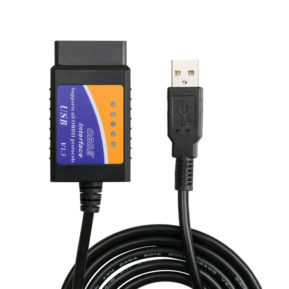 

ELM327 V1.5 USB Plastic OBD2 Car Auto Diagnostic Tool OBD 2 Cable Adapter ELM 327 Interface OBDII CAN-BUS Scanner NO FT232RL Chi