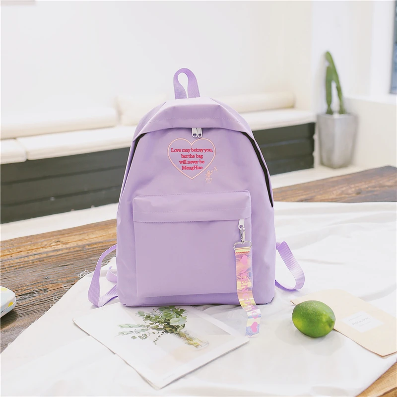 Menghuo Fashion Ribbon Backpack Women Nylon School Bags for Teenage Girls Embroidery Practical Functional Travel Female Backpack (30)