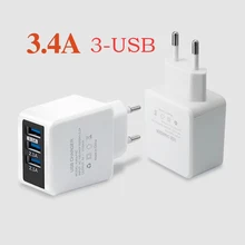 3 Ports USB Charger For The Phone Micro USB Charger Fast Charging Wall Universal Charger For iPhone For Samsung power bank EU