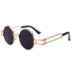Классический стимпанк очки для Для мужчин и Для женщин модельер солнцезащитные очки унисекс круглые металлические солнцезащитные очки UV400