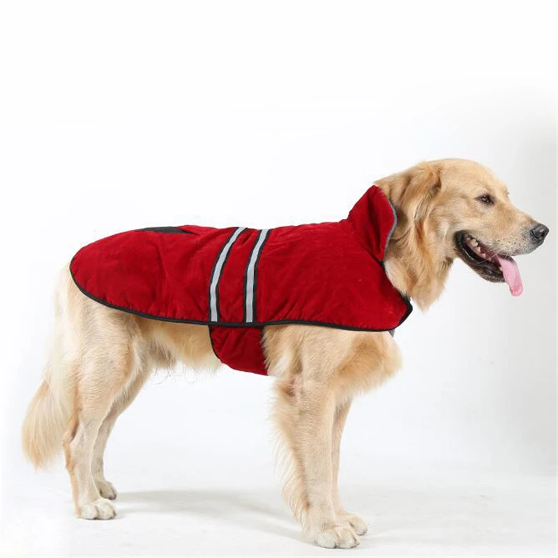 Dog Jacket Coat Reflective Stripe Dog Clothes Winter Warm Fur Collar Vest Sport Clothing  Sniffer Dog Thick Clothing1