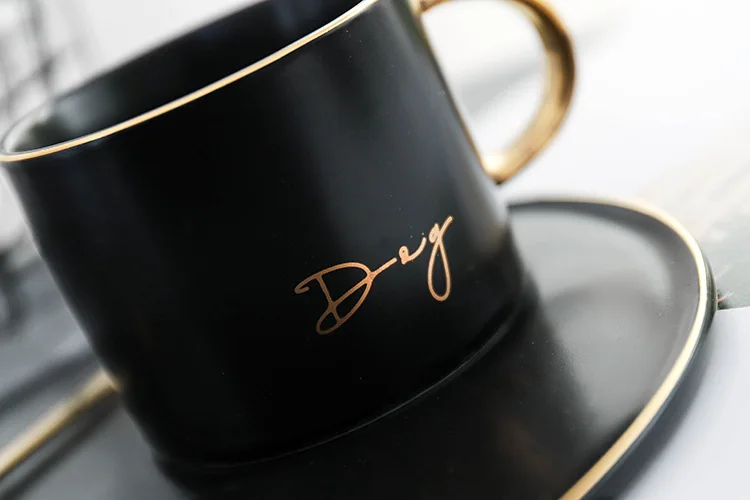 Скандинавские INS золотисто-черные кофейные чашки креативные керамические чашки блюдо кофе три части офисный поднос керамическая чашка