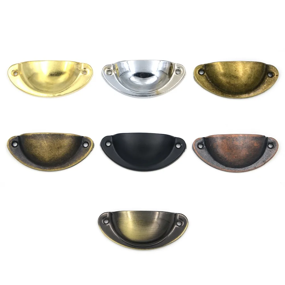 5pcs Gold Color Semicircle Shell Cabinet Door Cupboard Antique Furniture Pull Handles Drawer