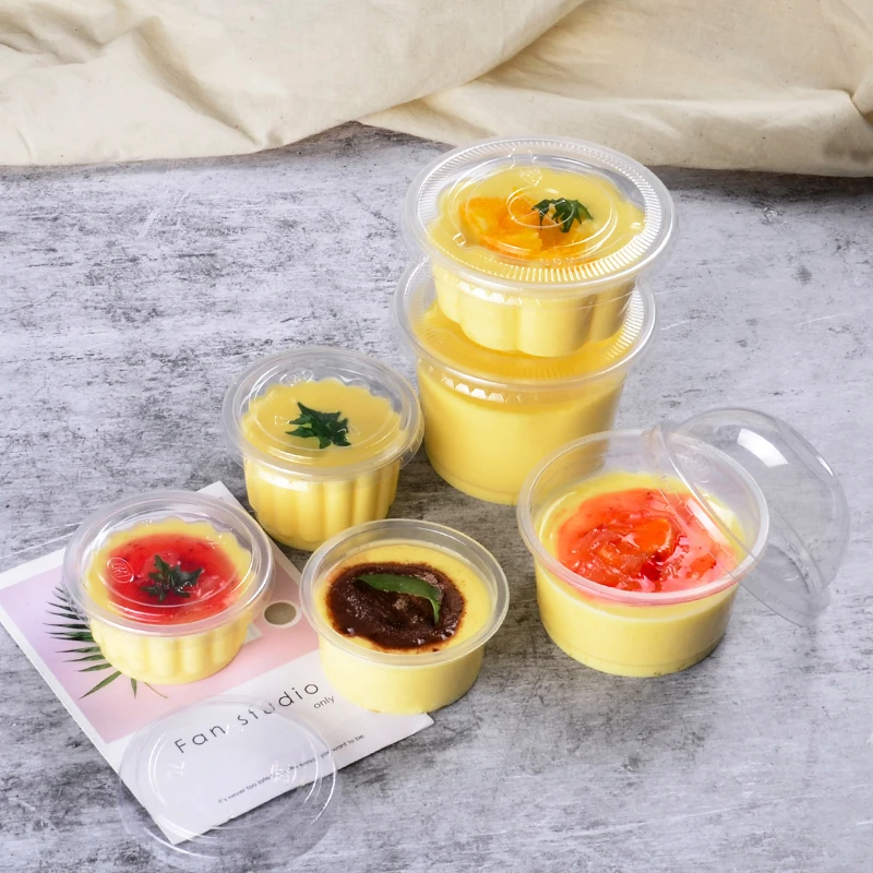 

100pcs 250ml Disposable transparent pudding plastic cup salad yogurt dessert packaging cups with lid kitchen accessiores