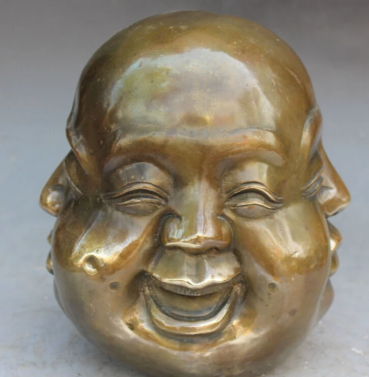 

zhaorui5886218" Chinese Buddhism Bronze 4 Face Head Maitreya Buddha Statue Sculpture