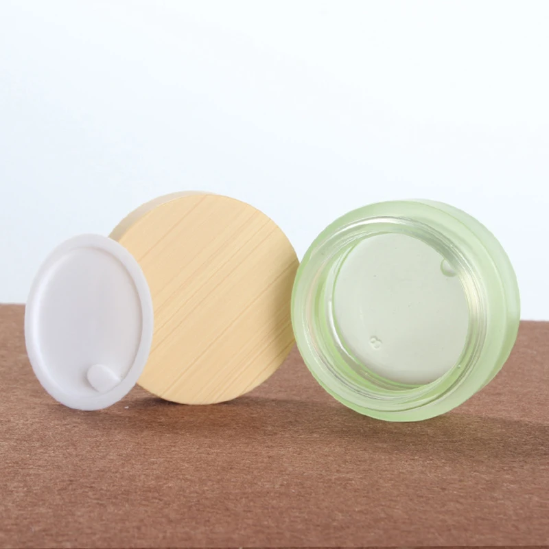 30 ml/20 ml إعادة الملء صغير الحاويات غطاء خشبي التجميل إناء فارغ علبة كريم زجاج كريم وجه جرة أدوات تجميل