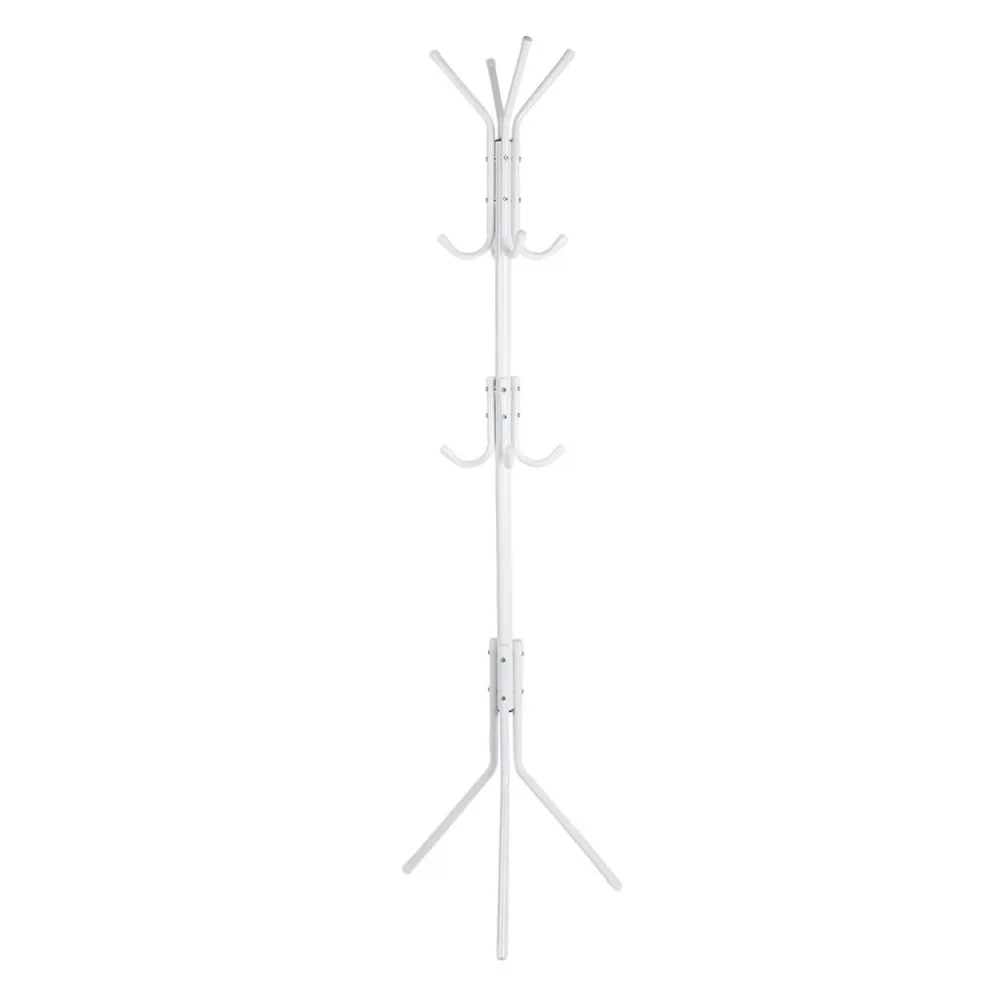 

Modern 3-Tier 12 Hooks Metal Cloakroom Stand Hall Tree Stand Coat Hat Rack Hanger Jacket Stand Clothes Organizer Shelf