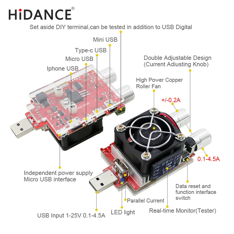 ARCELI Trigger QC2.0 QC3.0 Electronic USB Load Resistor Discharge Battery Test Adjustable Current Voltage 25w Smart load ARCELI Trigger QC2.0 QC3.0 Electronic USB Load Resistor Discharge Battery Test Adjustable Current Voltage 25w Smart load