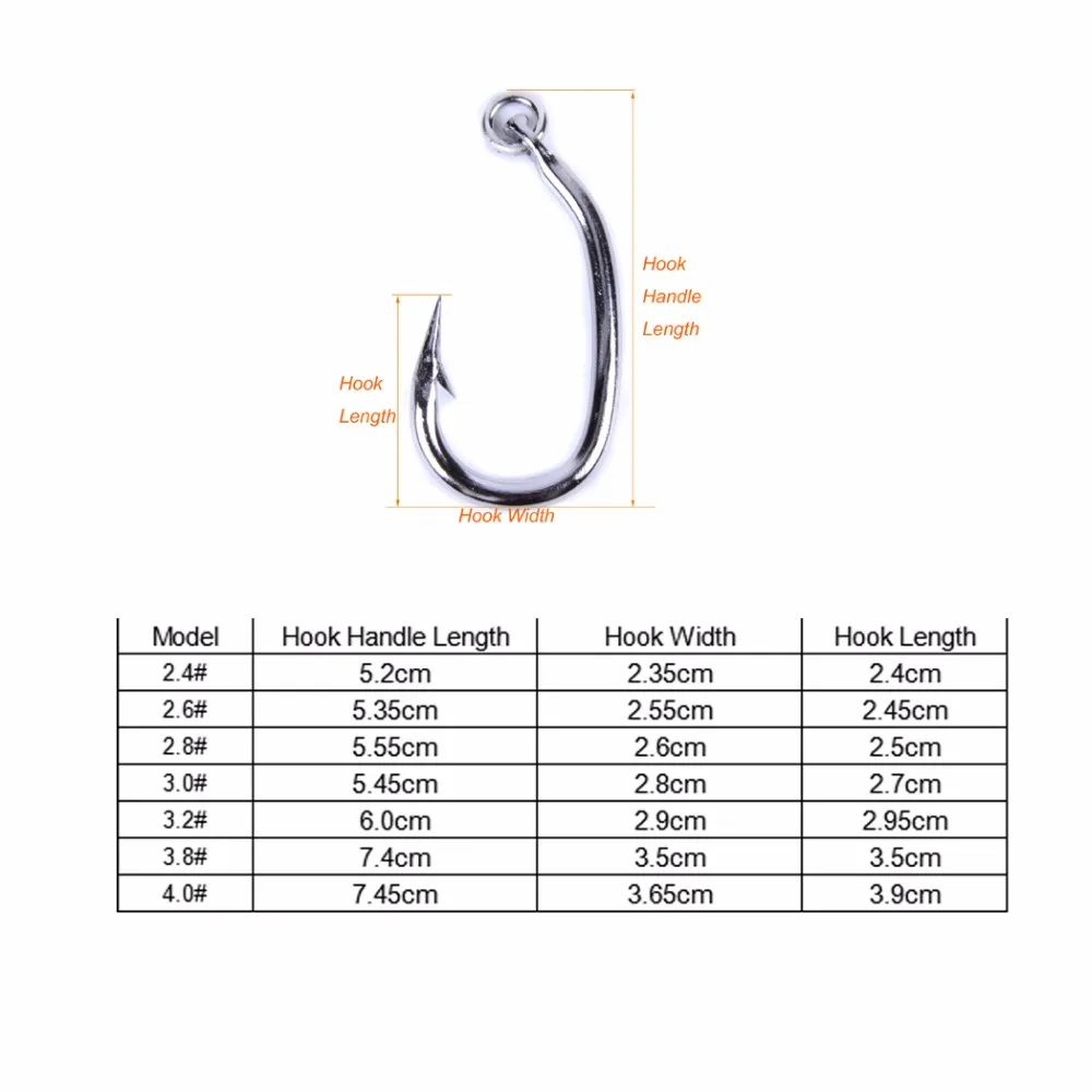50 шт. Морской рыболовный крючок для тунца Размер 2,4#-4,0# сильный Акула крючок для тунца большая игра из нержавеющей стали морские рыболовные крючки