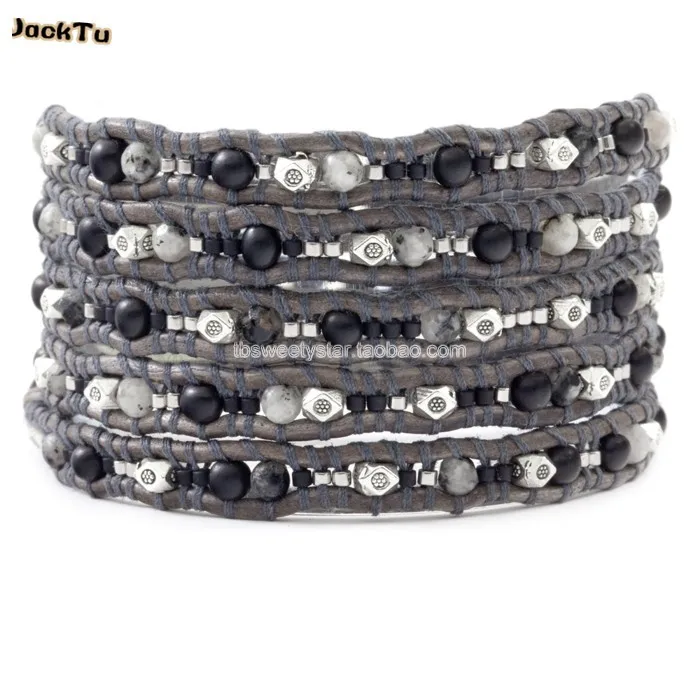 

JTJACKTU frosted onyx seed beads bracelet sports alloy metal bracelet