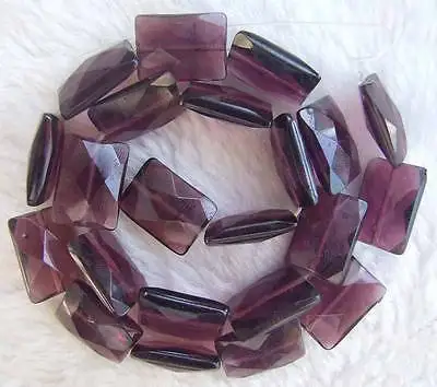 

13x18mm Purple Quartz Glass Rectangle Faceted DIY Loose Beads 15.5 "
