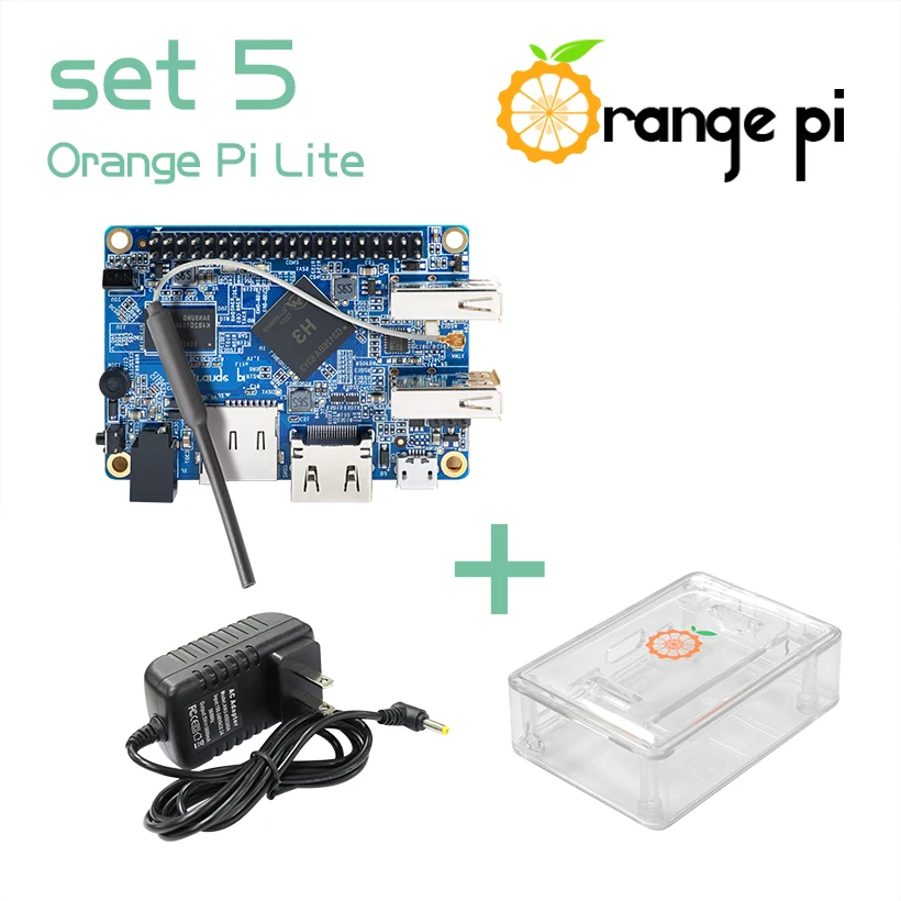 Оранжевый Pi Lite SET5: оранжевый Pi Lite+ прозрачный чехол ABS+ блок питания с поддержкой Android, Ubuntu, Debian