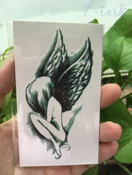 

Waterproof Temporary Tattoo henna black angel tatto Water Transfer fake Taty tatoo 10.5*6 cm for man woman kids