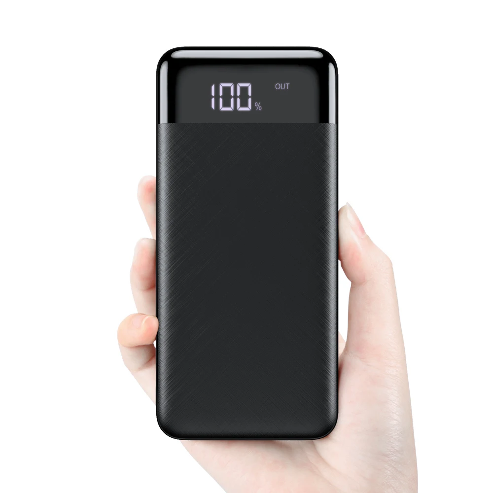 FLOVEME, 10000 мА/ч, внешний аккумулятор, светодиодный дисплей, двойной USB mi, внешний аккумулятор, портативное зарядное устройство, повербанк для iPhone, Xiao mi - Цвет: Черный