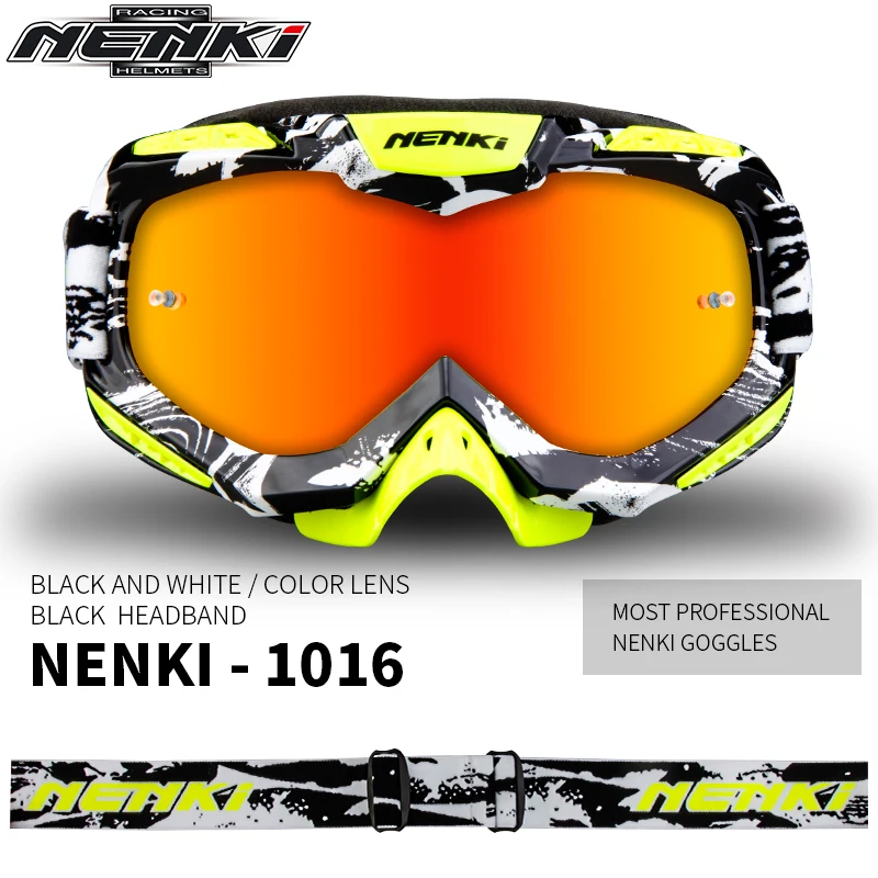 NENKI очки для мотокросса внедорожный Байк ATV DH MX мотоциклетные очки гоночные очки лыжный мотокросс очки сменные линзы - Цвет: Black White