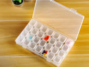 

50pcs 28 Slots Adjustable Clear Plastic Storage Box Case Jewelry Bead Button Pill Candy Organizer wen6324