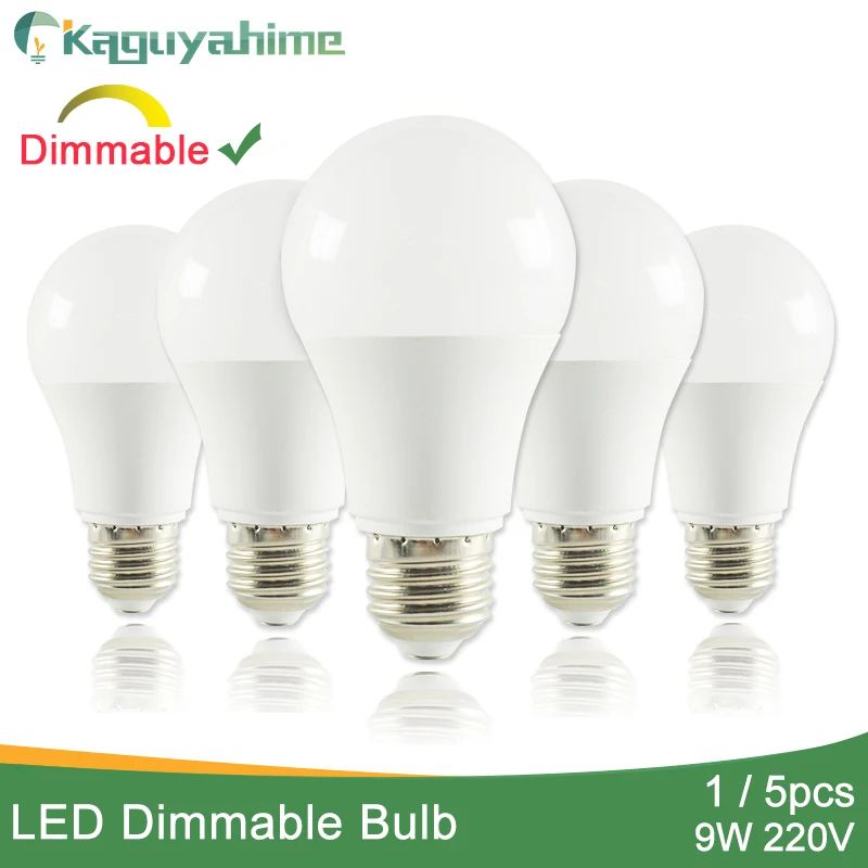 Kaguyahime 1 unid/5 piezas 9 W regulable de alta brillante E27 lámpara de LED 220 v E27 bombilla LED luz Lampadas lámparas Bombillas ampolla LED 6 W