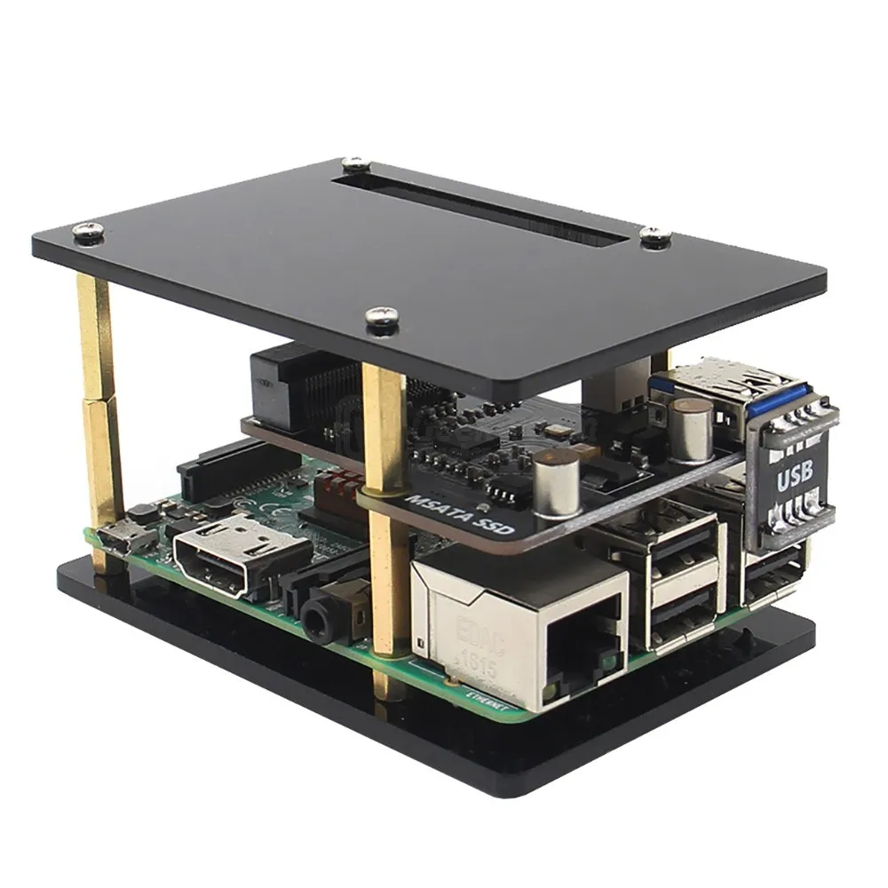 Raspberry Pi защитный акриловый чехол для X850 mSATA Плата расширения|Аксессуары