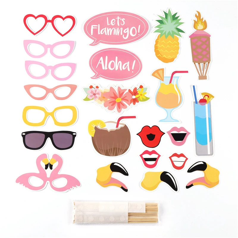 

22 Pcs/set Funny Photo Props creative Handheld Flamingo, pineapple, lips, wine glasses Photo Props for Party home Decoration