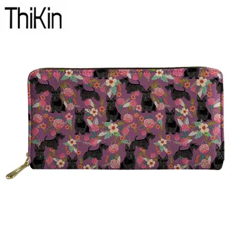 

Thikin Fashion Wallets for Credit Card Women Scottish Terrier Dog Printing Long PU Leather Purse Ladies Thin Money Bags Bolsa