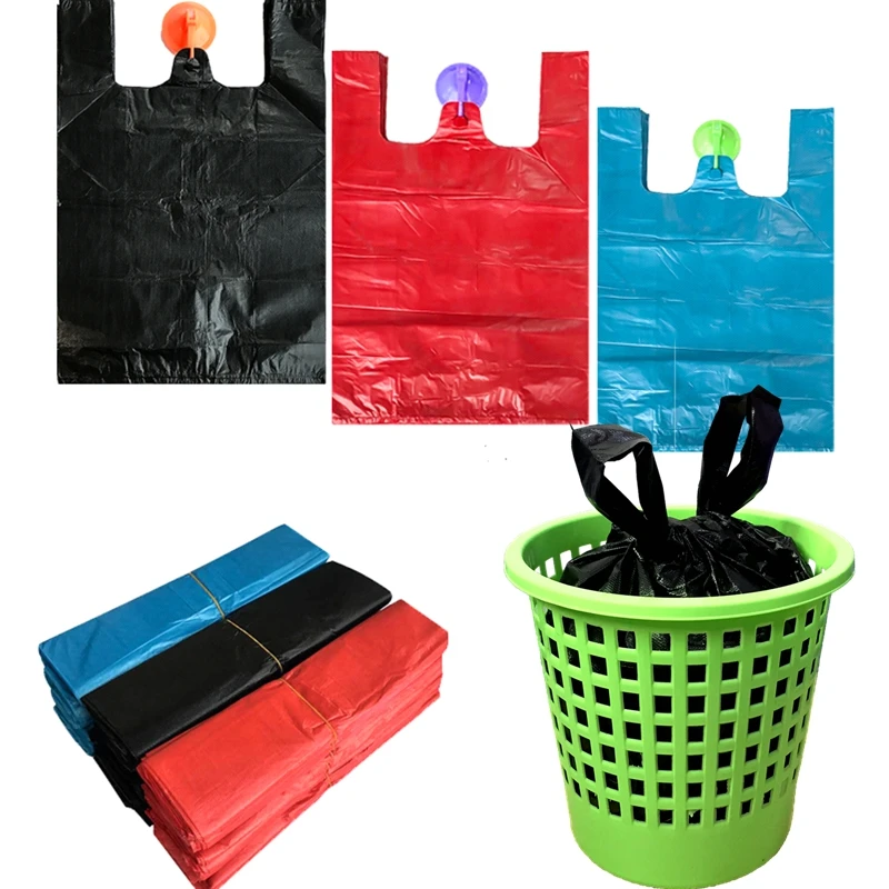 Garbage bag home office thickening vest type plastic bag small and large portable garbage bag ...