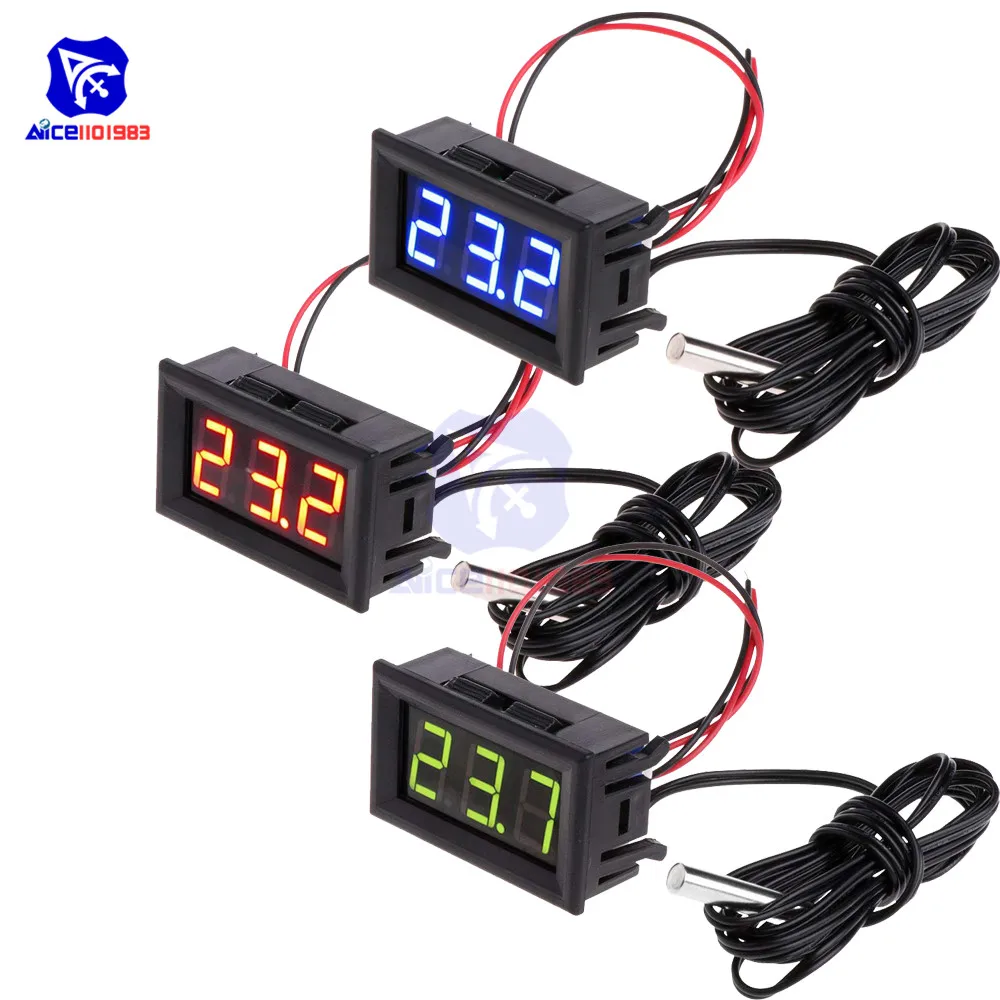 

0.56" DC 5-12V Thermometer -50-110℃ Temperature Meter Detector w/Temperature Sensor Probe LED Digital Tester Panel Gauge for Car
