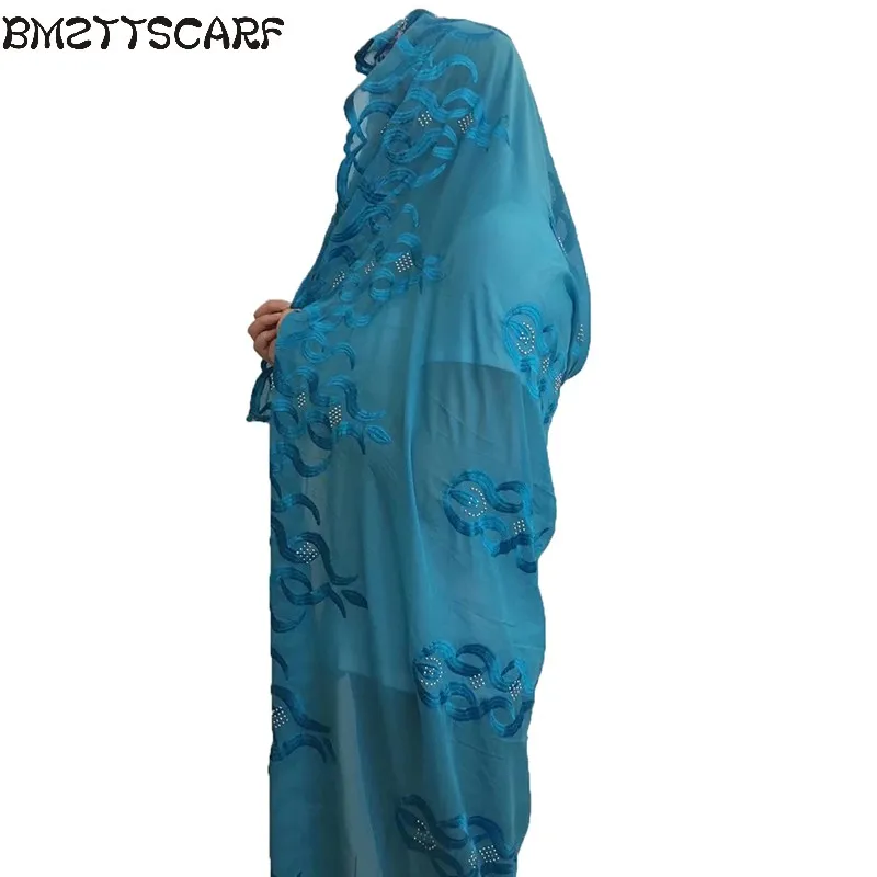 

New African Scarfs muslim embroidery women big chiffon scarf for shawls wraps headscarf nice designer scarf BM438