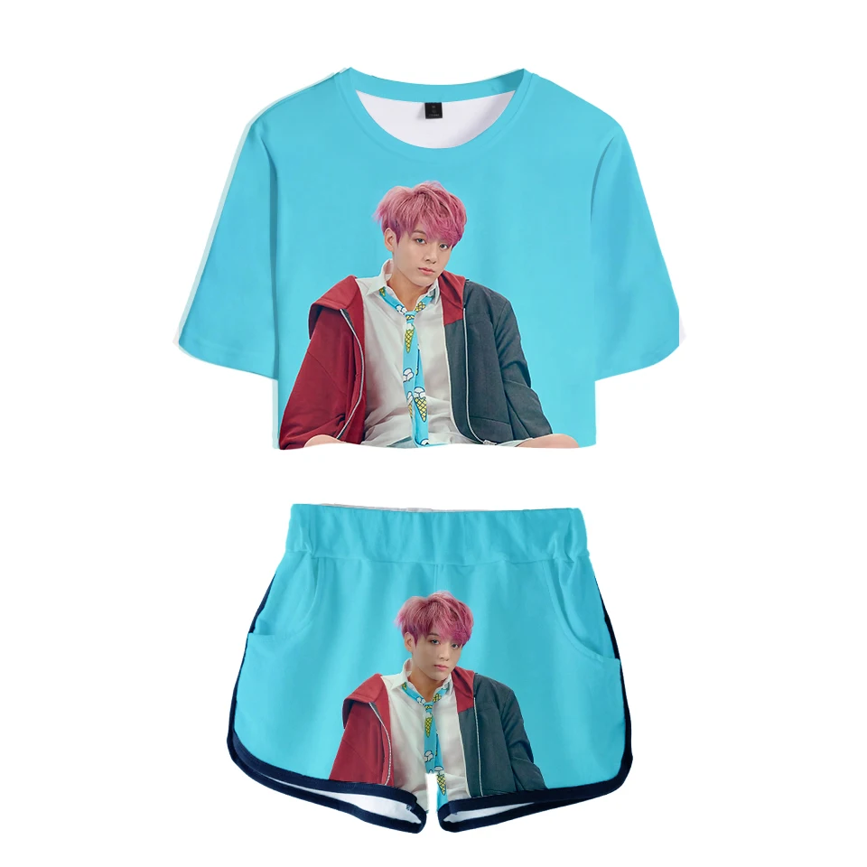 Frdun Tommy 2019 Новый 3D BTS Горячая Мода Горячие сексуальные комплекты из двух предметов Мягкая футболка и эластичные шорты Kpop модный сексуальный