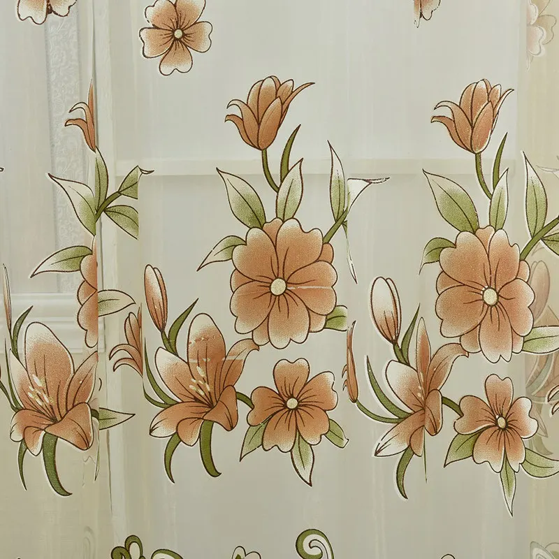 Шторы Современные Цветочные тюлевые занавески для гостиной шторы для спальни кухни - Цвет: Шоколад