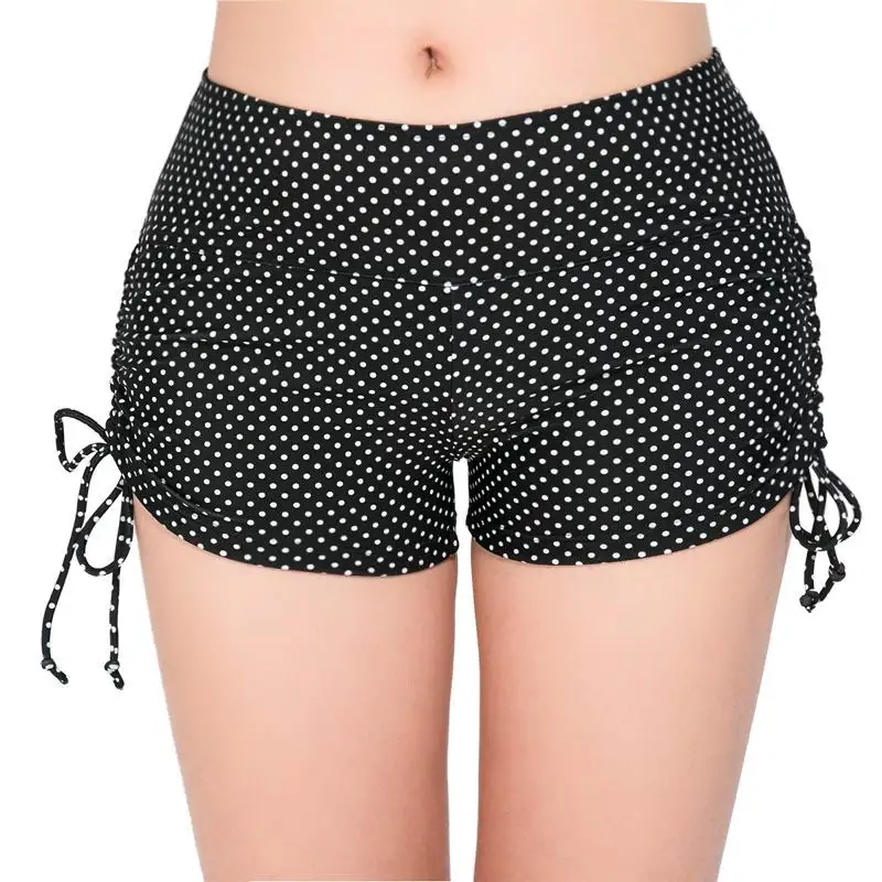 Разноцветные купальники женские штаны с высокой талией XXL увеличивающие размер шорты для плавания плавки Черный Белый Розовый Синий принт M L S - Цвет: New Dot