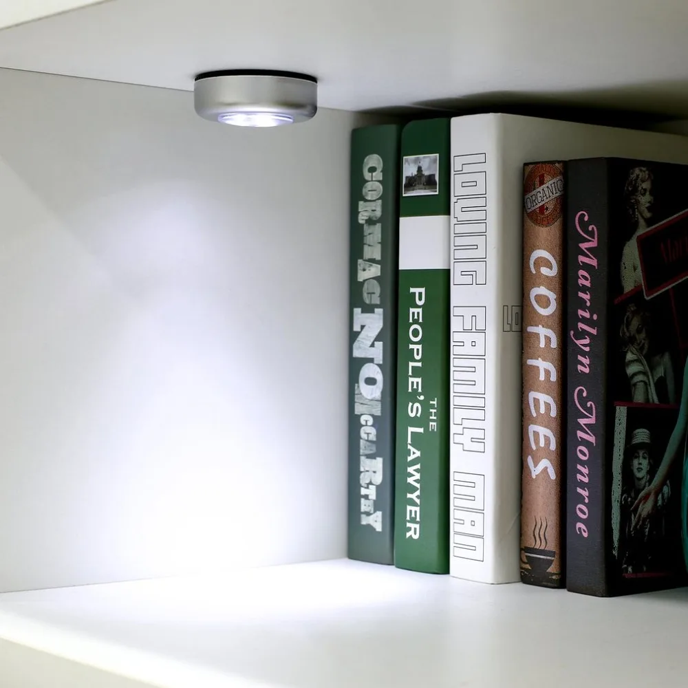 

Round LED Pat Lamp 3 LEDs Touch Lamp Ceiling Wall/Cabinet Light Mini LED Night Light Battery-powered Bedside Emergency Lamp